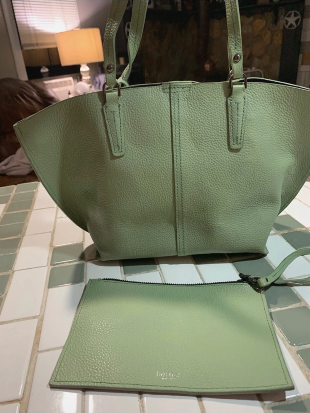 Botkier Mint Green Leather Tote with Wristlet - Picture 7 of 7